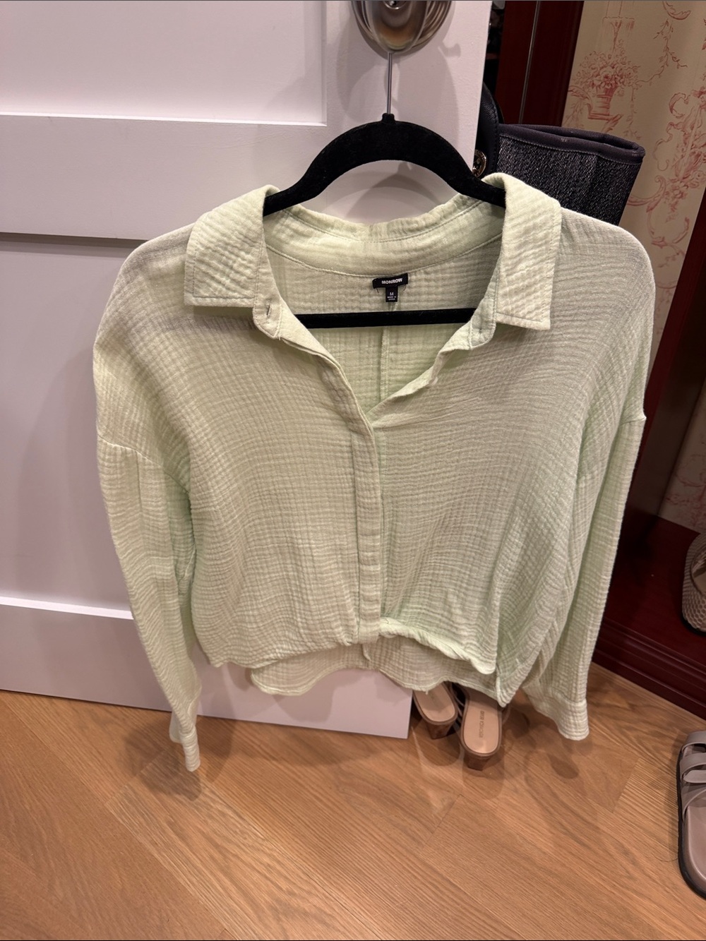 Monrow gauze shirt crop front size m